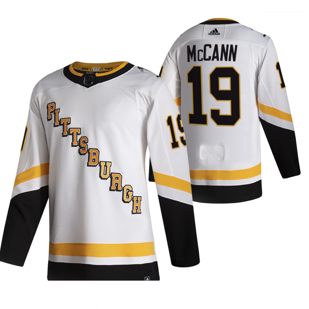 2021 Adidias Pittsburgh Penguins #19 Jared McCann White Men Reverse Retro Alternate NHL Jersey